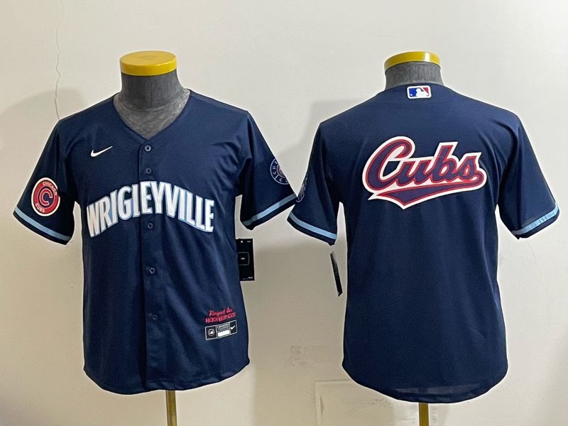 Youth 2026 Chicago Cubs Blank Drak Blue City Edition Nike MLB Jersey style 0010